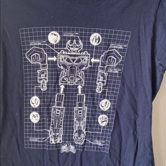 🍭6/$30 Power Rangers Megazord Blueprint Top - M - Picture 2 of 4